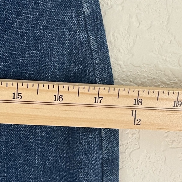 J.O.A Off The Shoulder Denim Mini Dress Size M Raw Neck Trim Blue Exposed Zip - Picture 11 of 14